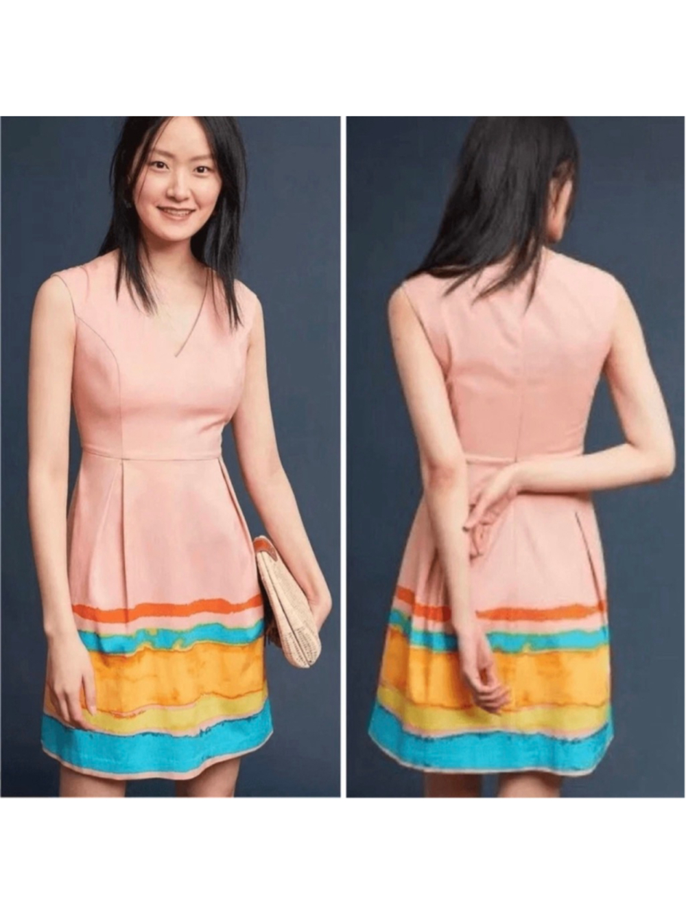 TRACY REESE x ANTHROPOLOGIE Pink Multicolor Mini Fit and Flare Dress Size Small - Picture 5 of 12